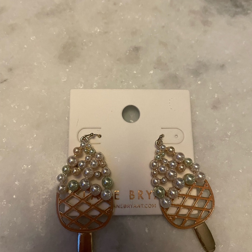 Lane Bryant Pearl Cluster Earrings with Gold Accents